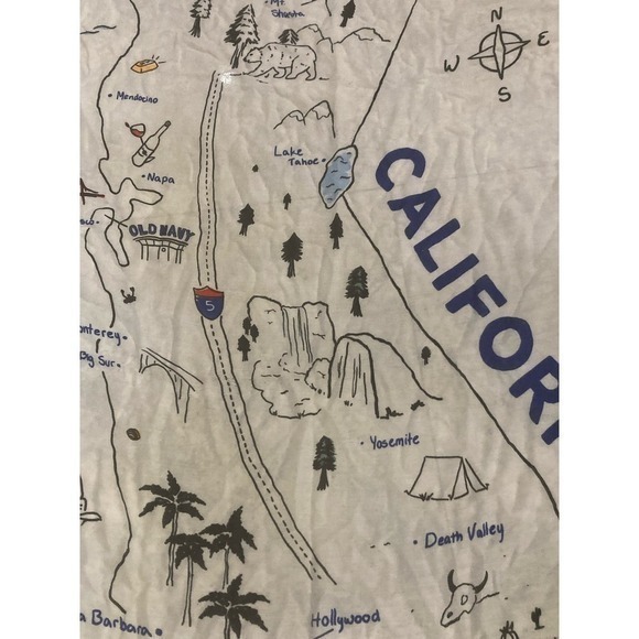 Old Navy California Map Wall Art Hanging Lightweight Decor Blue White State - Picture 9 of 9